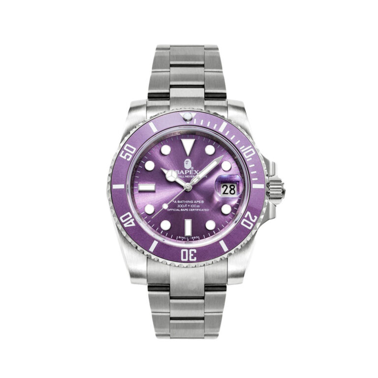 BAPE A Bathing Ape Type 1 Bapex Watch Silver/Purple