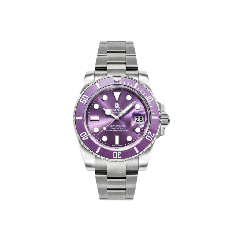 BAPE A Bathing Ape Type 1 Bapex Watch Silver/Purple