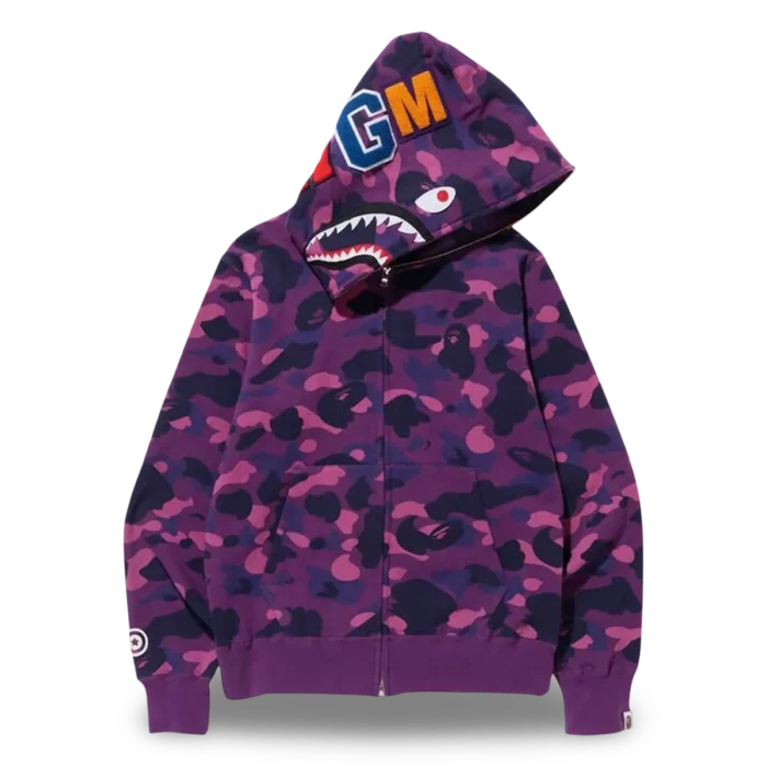 BAPE Color Camo Shark Full Zip Hoodie Purple