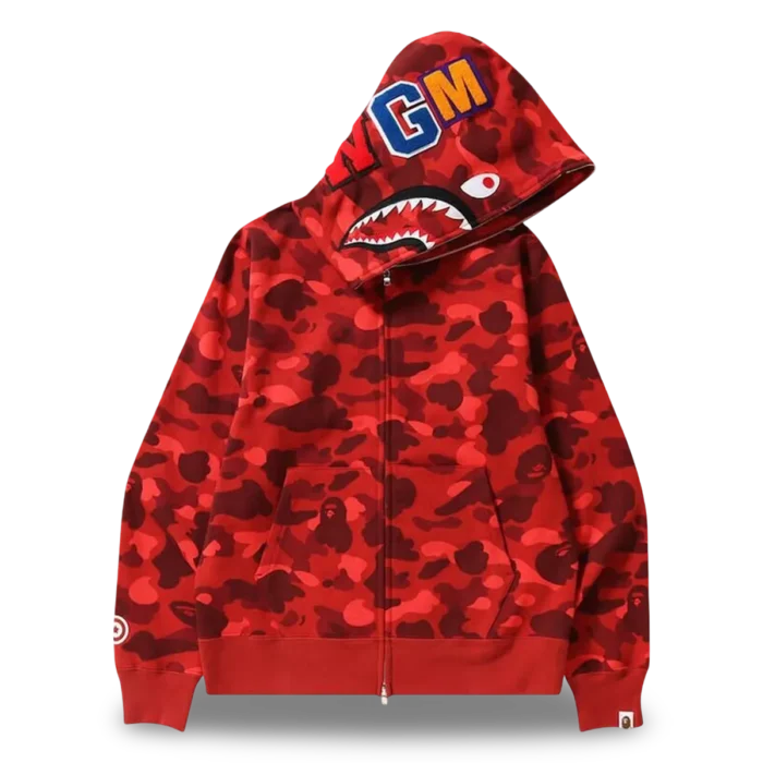 BAPE Color Camo Shark Full Zip Hoodie Red
