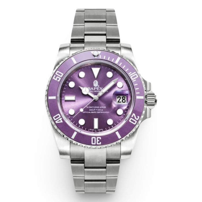 BAPE A Bathing Ape Type 1 Bapex Watch Silver/Purple
