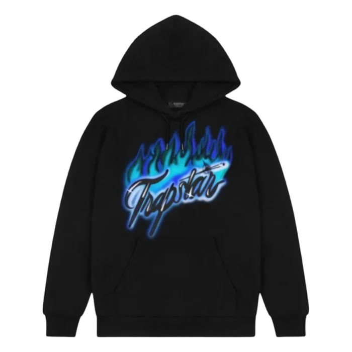 Trapstar Flame Print Hoodie - Black/Purple
