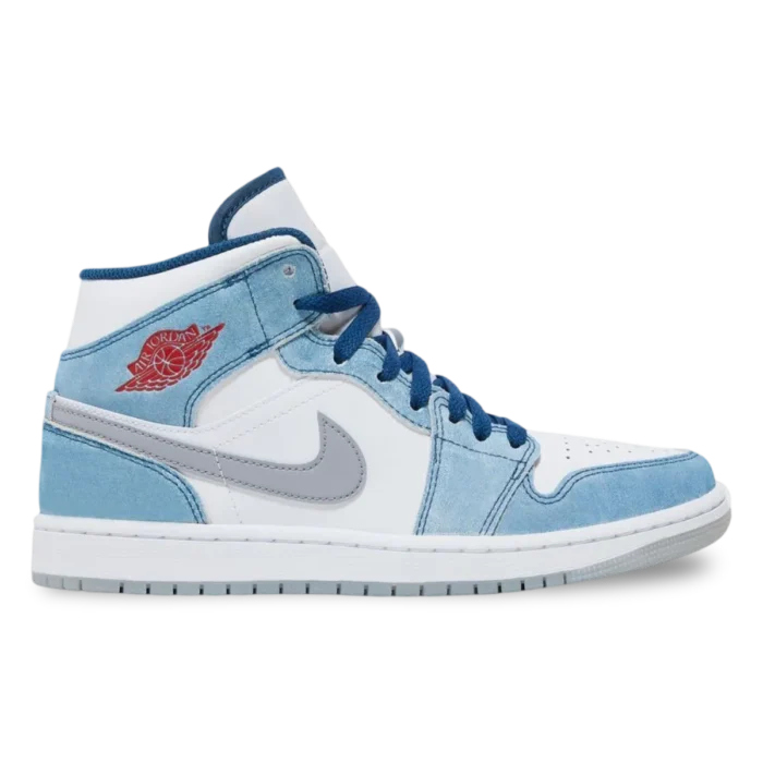 Jordan 1 Mid French Blue Fire Red