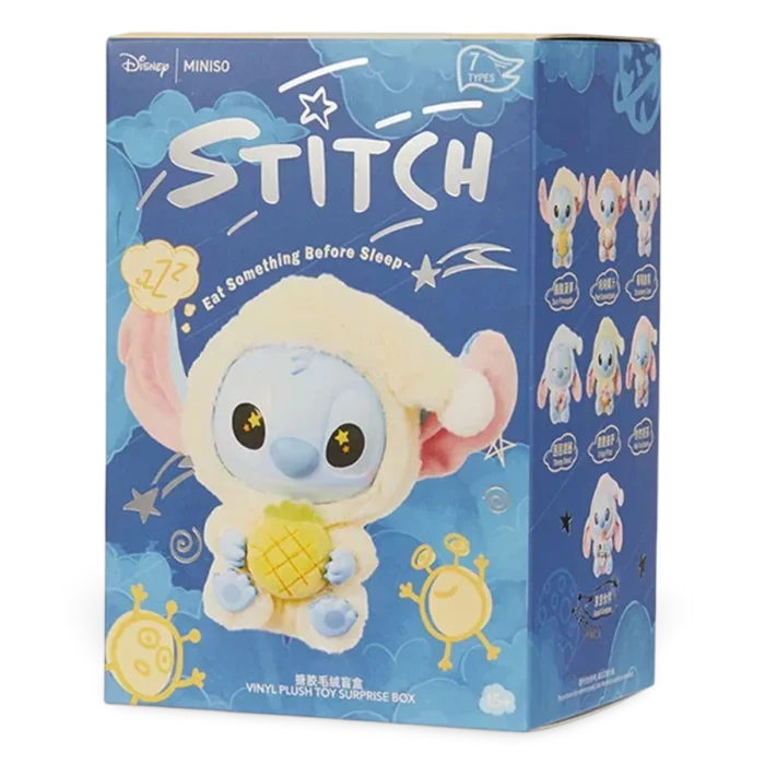 Miniso Top Toy Disney Stitch Eating Something Before Sleep Plush Keychain Single Blind Box