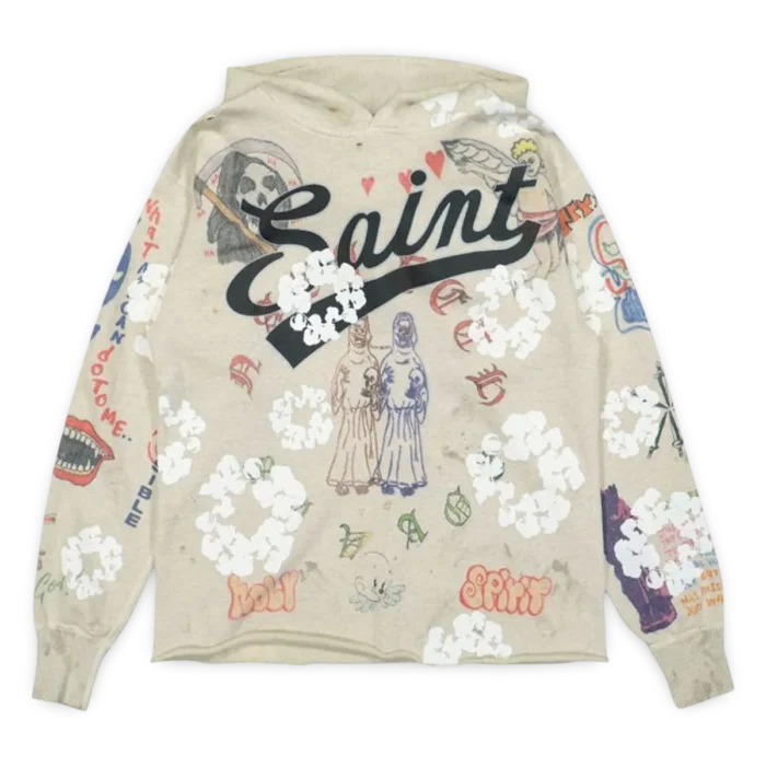Saint Mxxxxxx x Denim Tears Graffiti Hoodie Grey