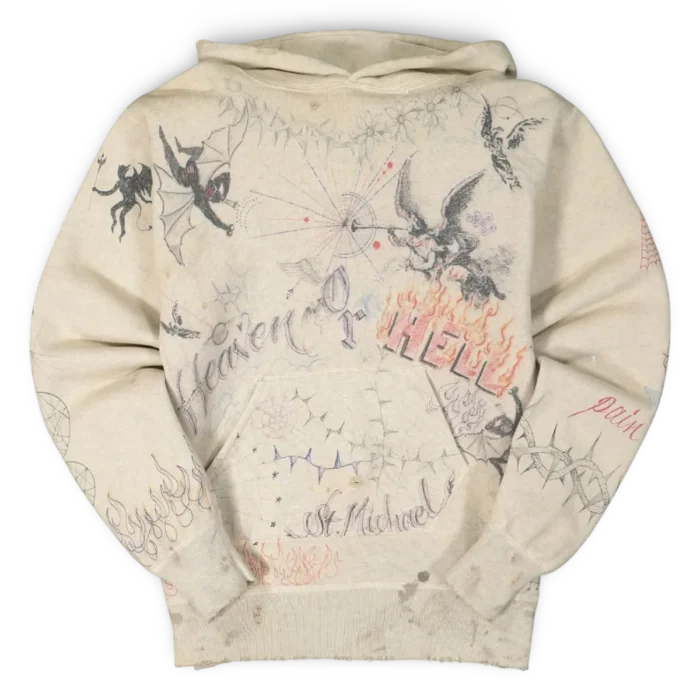 Saint Michael x Dr Woo Graffiti Hoodie Beige