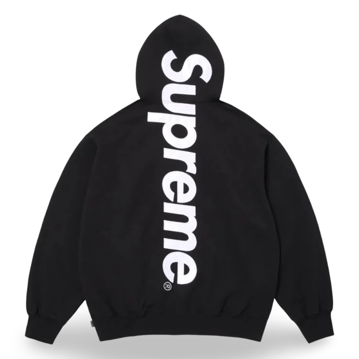 Supreme Satin Appliqué Hooded Sweatshirt Black